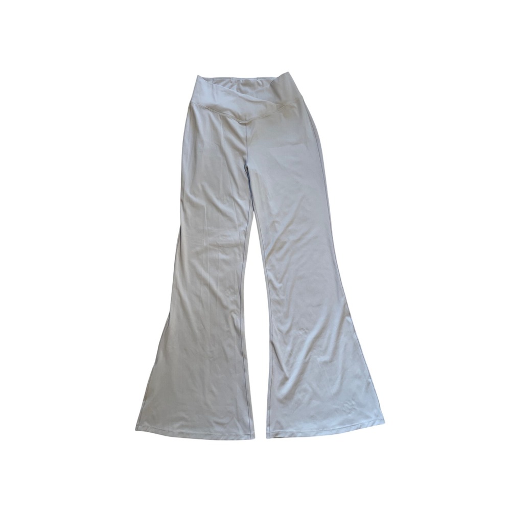 Light Blue Crossover Waist Flare Yoga Pants High Rise Leggings Size L